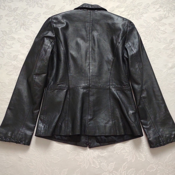 Cache black leather jacket one button blazer - Picture 6 of 12